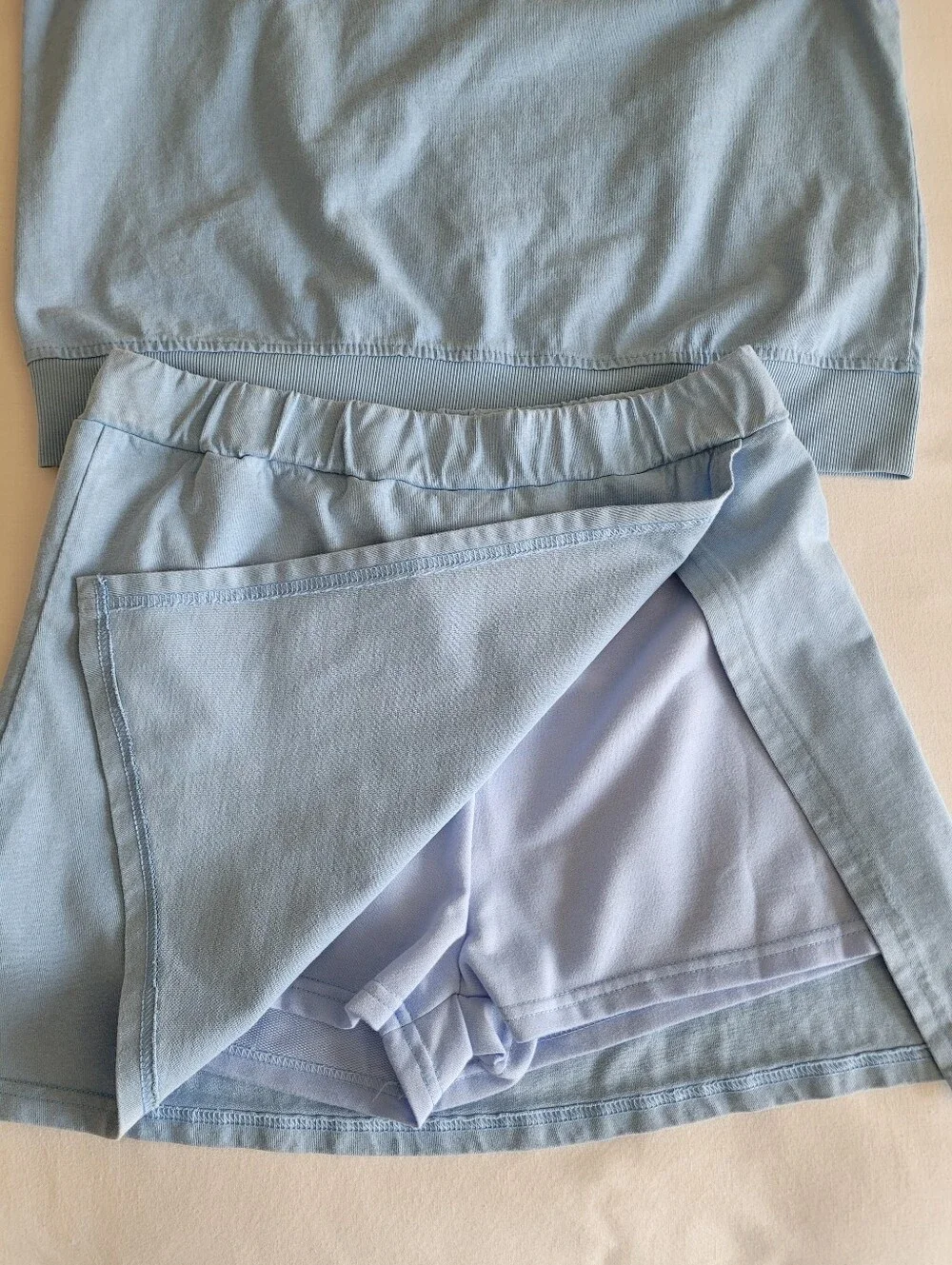 Light Blue Sleeveless Top & Skort Set